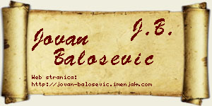 Jovan Balošević vizit kartica